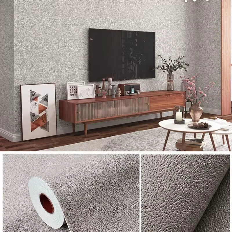 Linen 3D Foam Self-Adhesive PVC Solid Color Thickened Waterproof Background Wall Renovation Wallpaper Wall Stickers Home Decor
