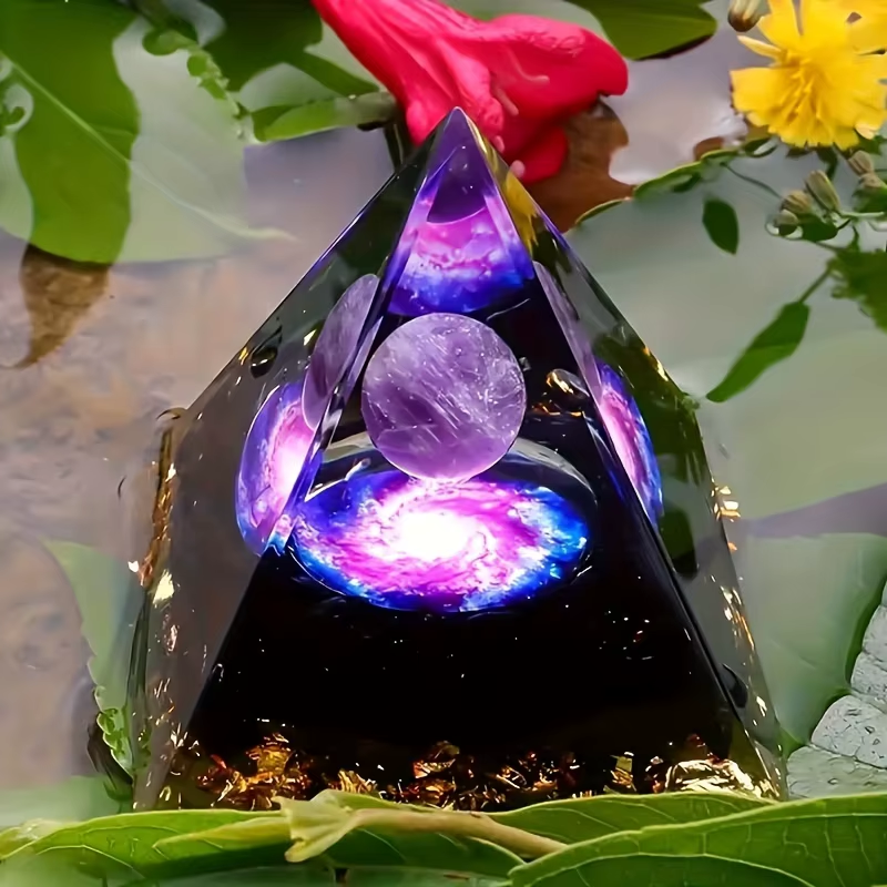 1Pc Relieve Stress and Attract Wealth with Our Homeopathic Amethyst Crystal Ball Pyramid, Raw Stone Stone Home Decoration