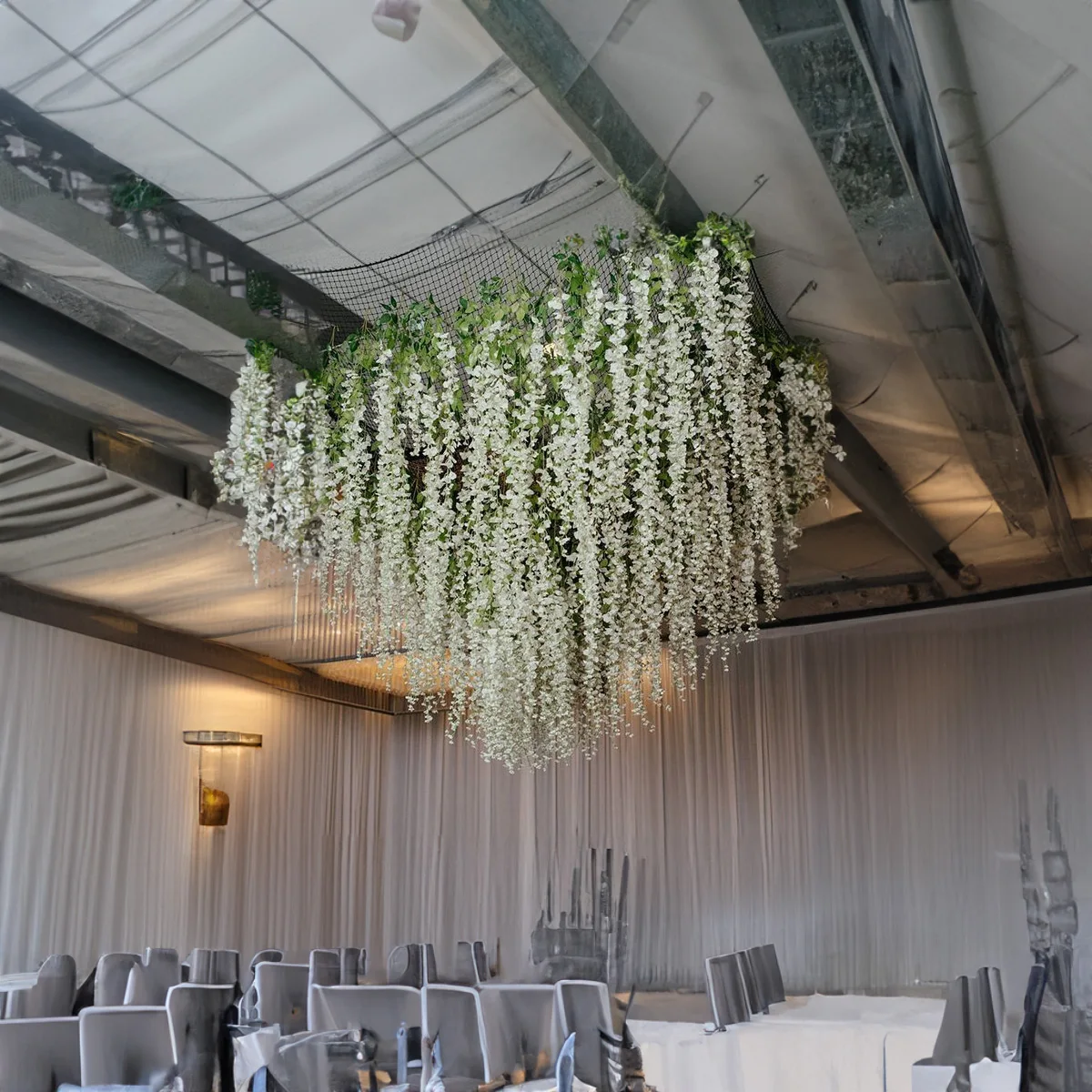 12Pcs Artificial Flowers Silk Wisteria Vine Fake Silk Hanging Flower for Wedding Party Garden Outdoor Greenery Home Wall Decor