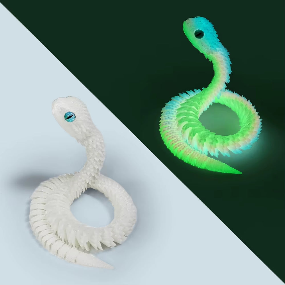 30/60/80Cm 3D Printed Luminous Snake Movable Joint Simulation Snake Action Figures Home Office Desktop Ornament Birthday Gifts