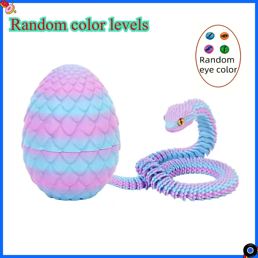 3D Printed Snake Egg with Flexible Inner Hinge Animal Toy, Movable Joint Surprise Egg Desktop Home Decoration