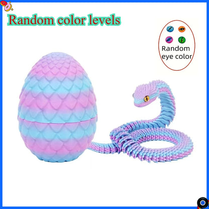 3D Printed Snake Egg with Flexible Inner Hinge Animal Toy, Movable Joint Surprise Egg Desktop Home Decoration