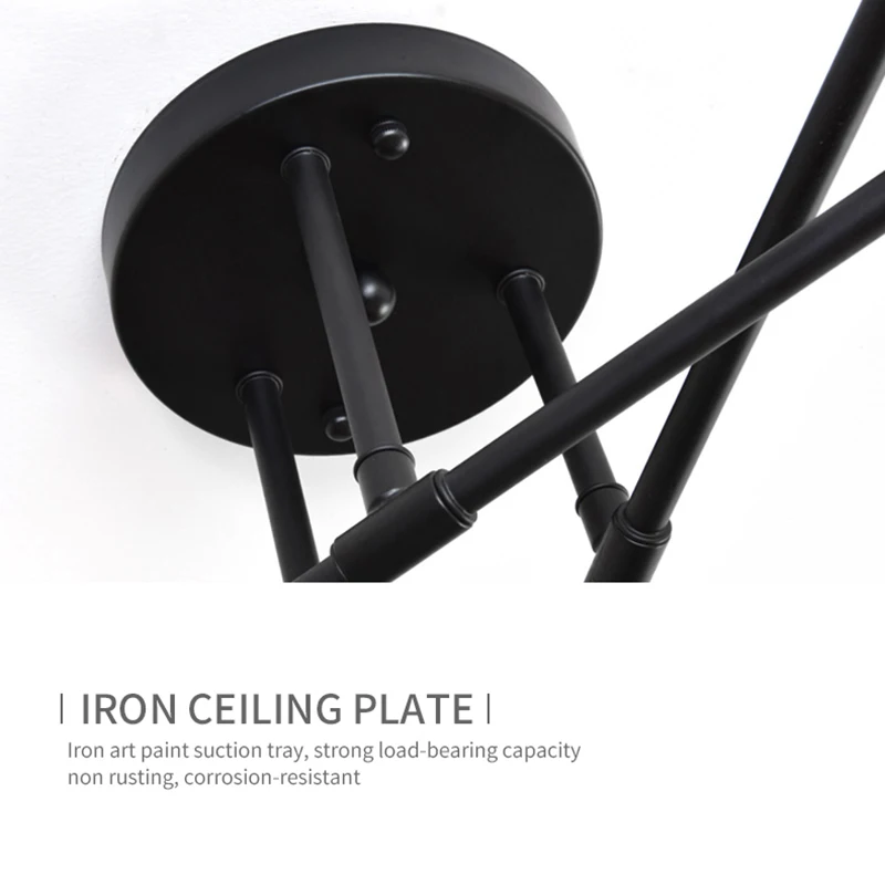 Retro Industrial Wrought Iron Material 6Heads LED Ceiling Lamp Home Luminaire Modern Living Room Light E27 Decoration Light