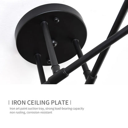 Retro Industrial Wrought Iron Material 6Heads LED Ceiling Lamp Home Luminaire Modern Living Room Light E27 Decoration Light
