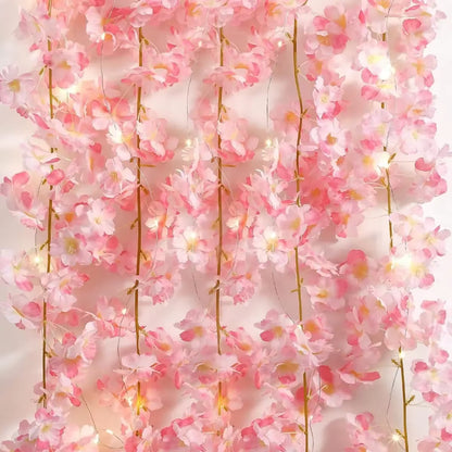 2M 20Leds Cherry Blossom String Light Garland Artificial Flower Vines Fairy Lights for Bedroom Wedding Party Holiday Decoration