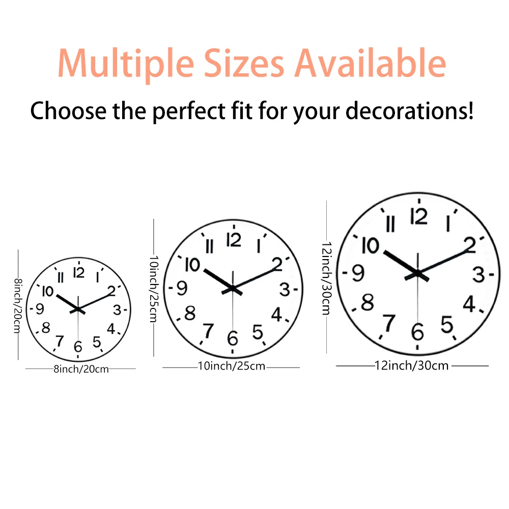8/10/12 Inch Classic Quartz Wall Clock 3D Cubic Digital Clock Study Living Room Bedroom Modern Silent Analog Clock Home Decor
