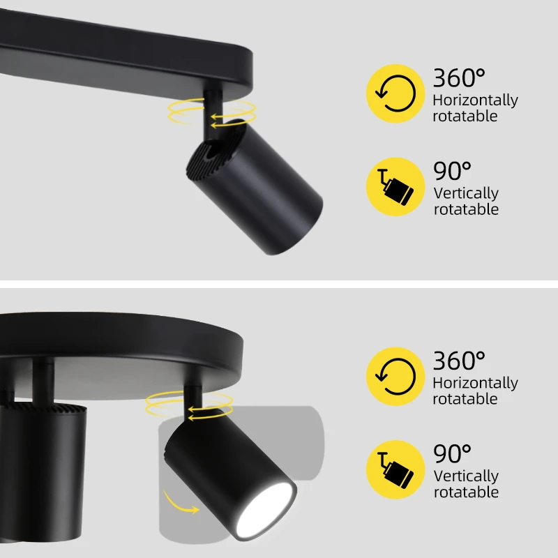 GU10 LED Track Light Spotlight 110-220V Suit Ceiling Lamp GU10 3 Color COB Spot Lights for Kitchen Commercial Living Room Home