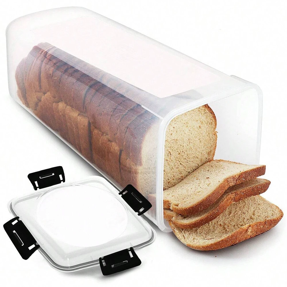 Bread Loaf Container Clear Airtight Bread Box with Lid Sandwich Bread Holder for Homemade Bread Tall Bread Saver for Kitchen