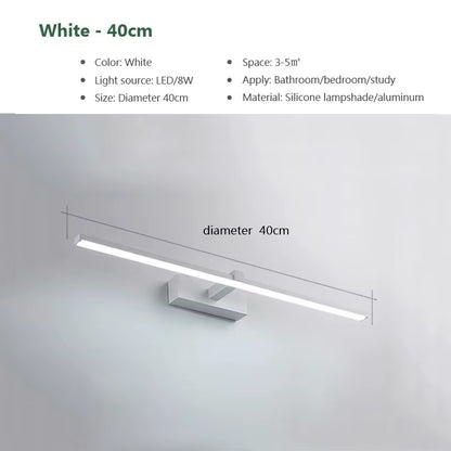 Led Mirror Lights Wall Lamps Bathroom Waterproof White Black LED Flat Lamp Modern Indoor Wall Lamp Bathroom Lighting Make Up