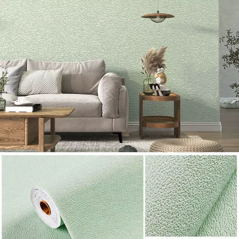 Linen 3D Foam Self-Adhesive PVC Solid Color Thickened Waterproof Background Wall Renovation Wallpaper Wall Stickers Home Decor