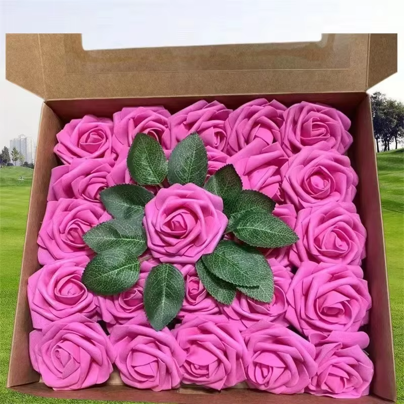 Rose Artificial Flowers 15/25/100Pcs Foam Fake Roses Wedding Bouquets Centerpieces Mothers Day Valentines Gifts Party Decoration