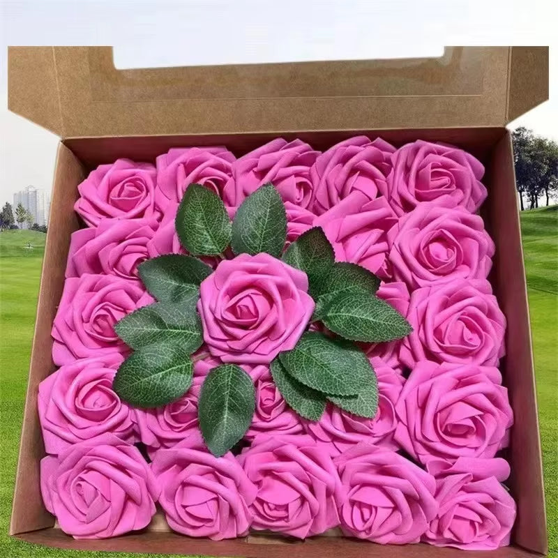 Rose Artificial Flowers 15/25/100Pcs Foam Fake Roses Wedding Bouquets Centerpieces Mothers Day Valentines Gifts Party Decoration