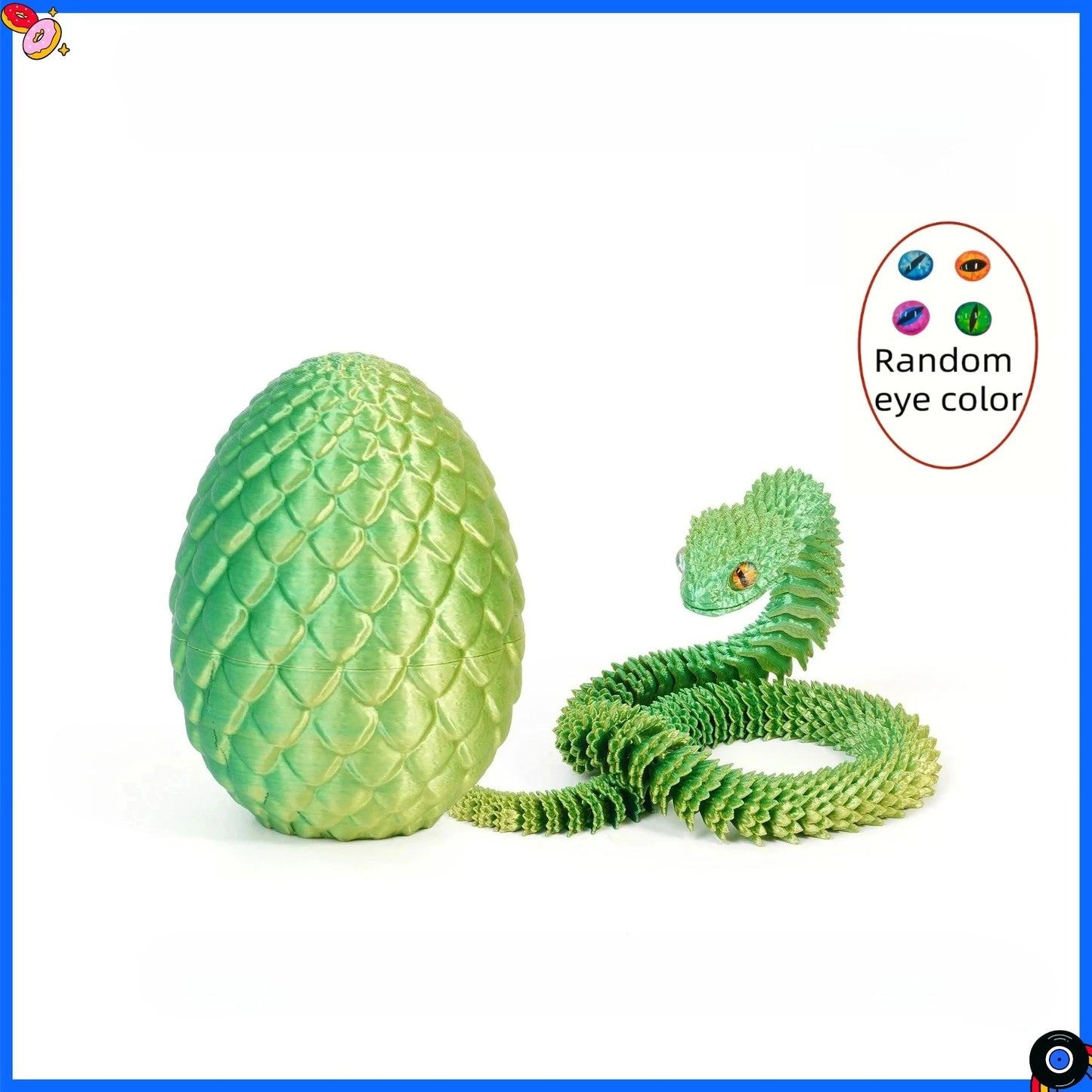 3D Printed Snake Egg with Flexible Inner Hinge Animal Toy, Movable Joint Surprise Egg Desktop Home Decoration
