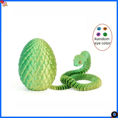 3D Printed Snake Egg with Flexible Inner Hinge Animal Toy, Movable Joint Surprise Egg Desktop Home Decoration