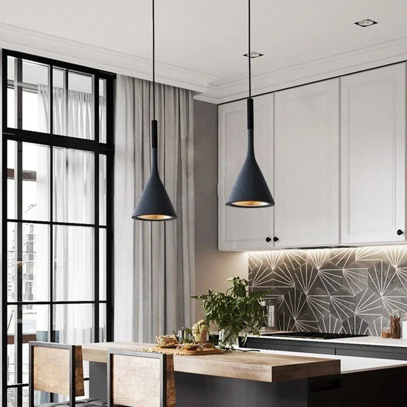 Modern LED Pendant Light in Black and White E27 Bedroom Table Dining Room Hanging Light Lampshade Home Cabinet Suitable For