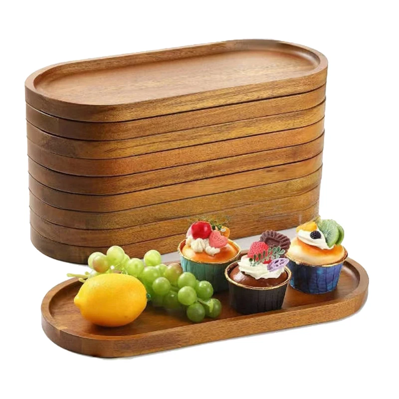 Tableware Solid Wood Food Tray round Rectangle Dessert Plate Japanese-Style Wooden Snack Fruit Tea Saucer Pallet Bread Board