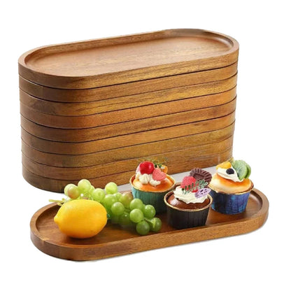 Tableware Solid Wood Food Tray round Rectangle Dessert Plate Japanese-Style Wooden Snack Fruit Tea Saucer Pallet Bread Board