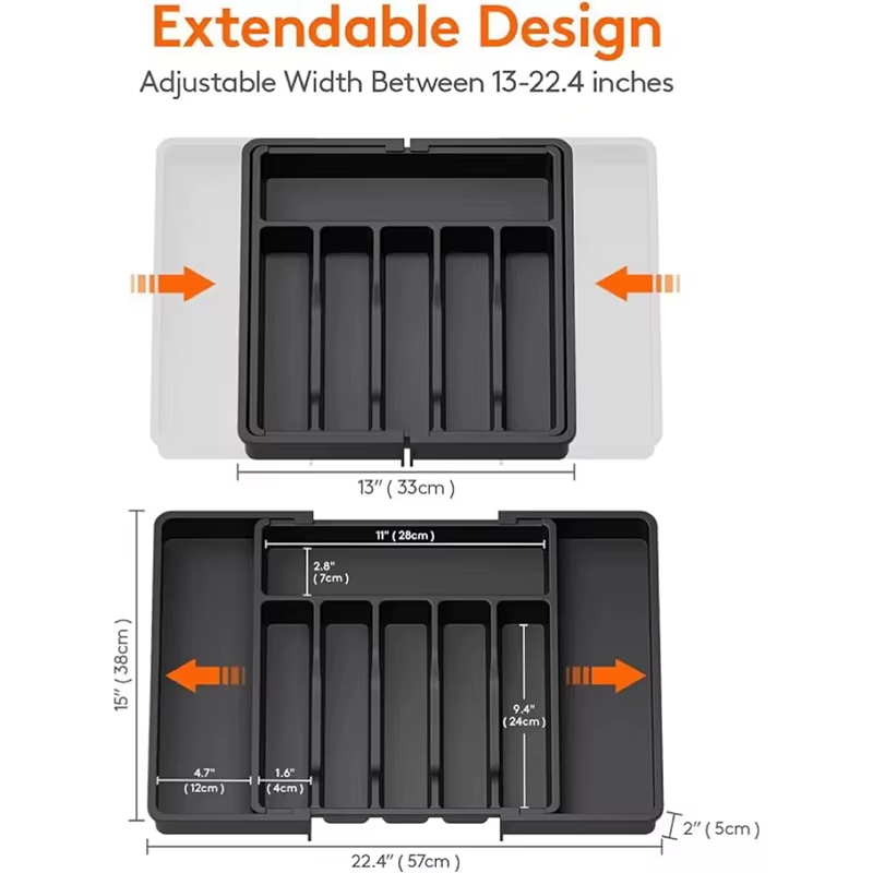 Expandable Cutlery Drawer Organizer, Adjustable Kitchen Utensil Tray Set, Compartment Flatware Storage Divider