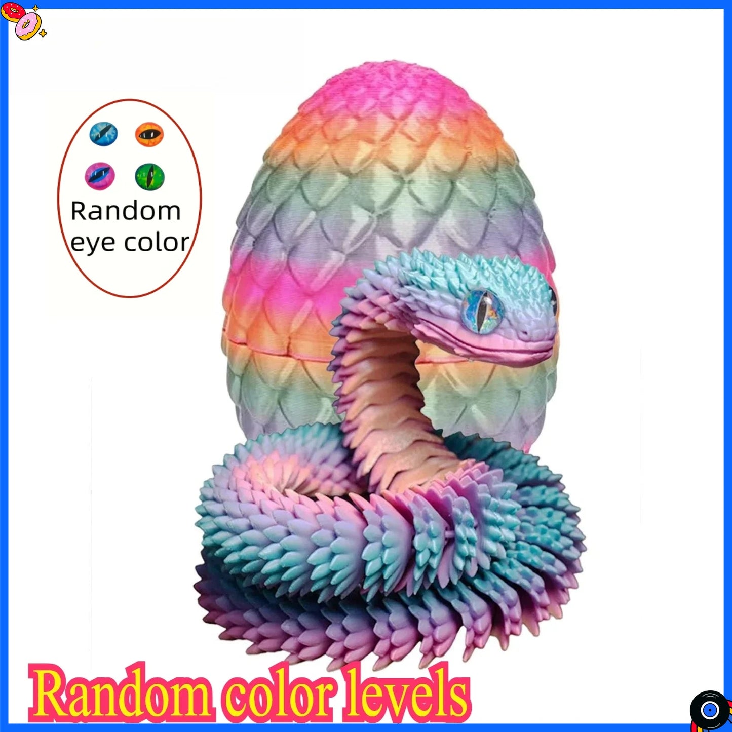 3D Printed Snake Egg with Flexible Inner Hinge Animal Toy, Movable Joint Surprise Egg Desktop Home Decoration