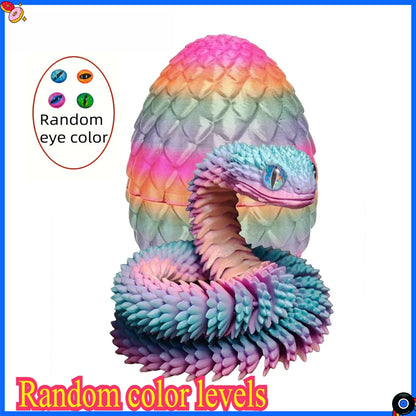 3D Printed Snake Egg with Flexible Inner Hinge Animal Toy, Movable Joint Surprise Egg Desktop Home Decoration