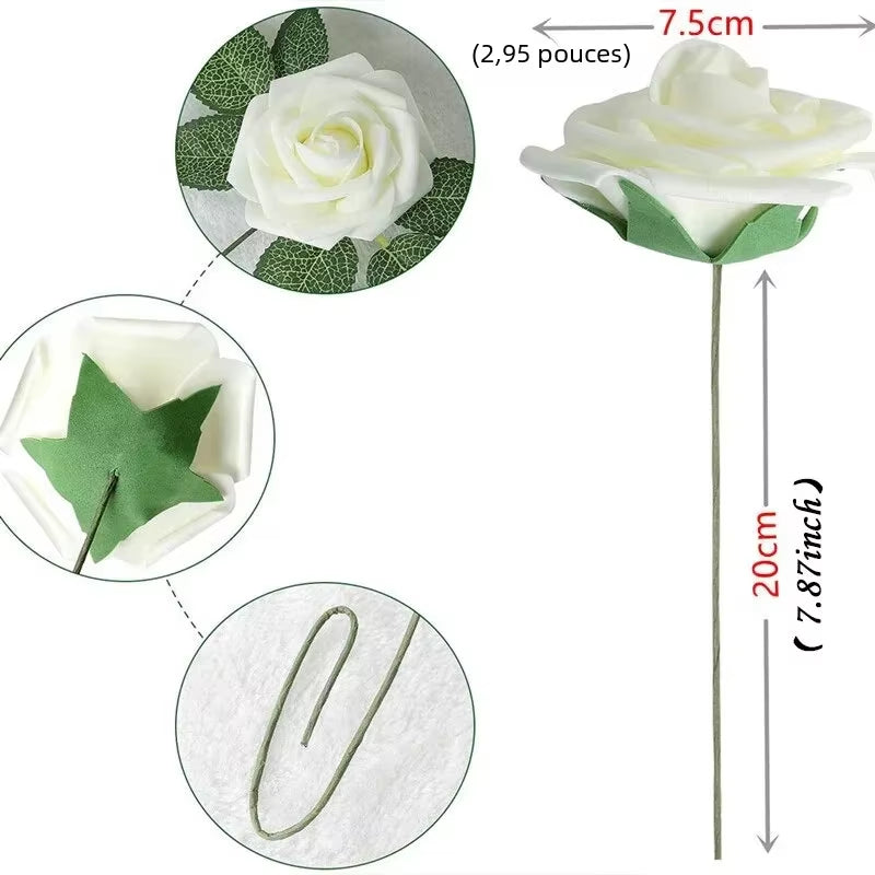 Rose Artificial Flowers 15/25/100Pcs Foam Fake Roses Wedding Bouquets Centerpieces Mothers Day Valentines Gifts Party Decoration