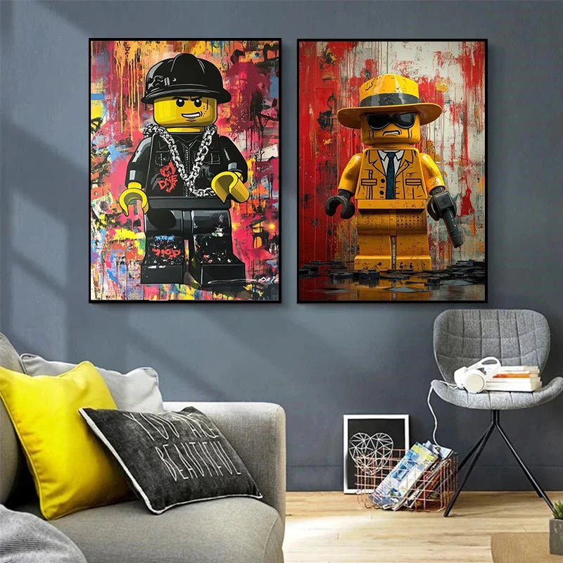 Cartoon Abstract Fun Various Occupations L-Legos Posters Canvas Prints Wall Art Picture for Home Room Children'S Room Decoration