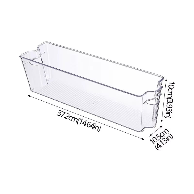 Refrigerator Organizer Bins Stackable Fridge Food Storage Box with Handle Clear Plastic Pantry Freezer Organizer Tool