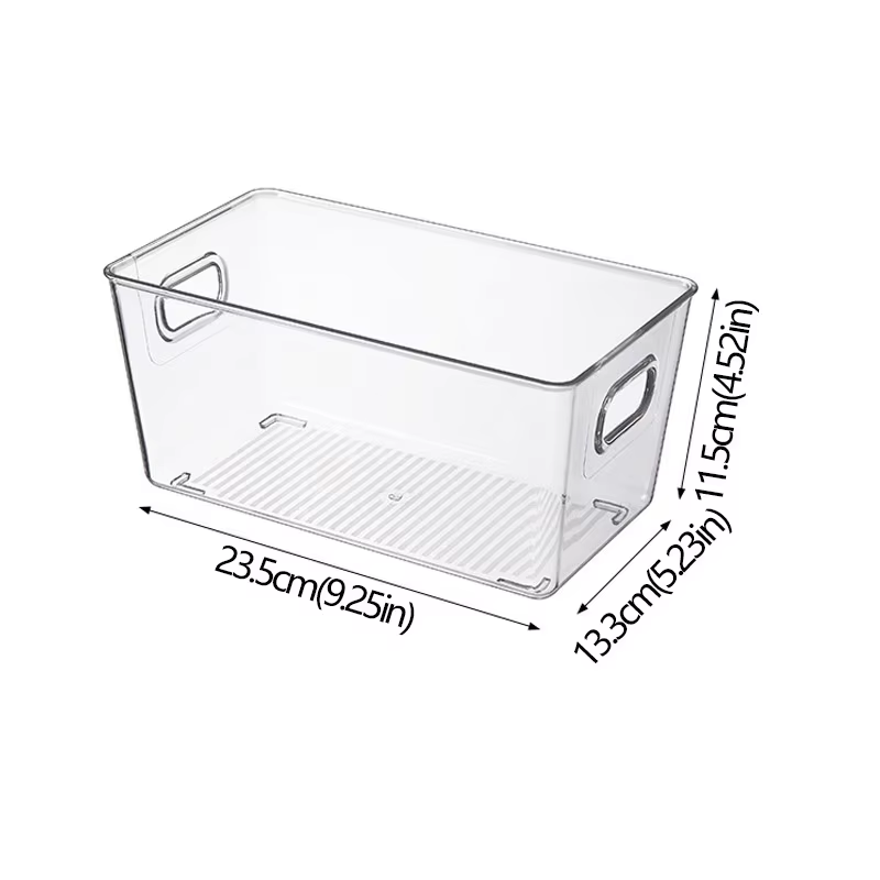 Refrigerator Organizer Bins Stackable Fridge Food Storage Box with Handle Clear Plastic Pantry Freezer Organizer Tool