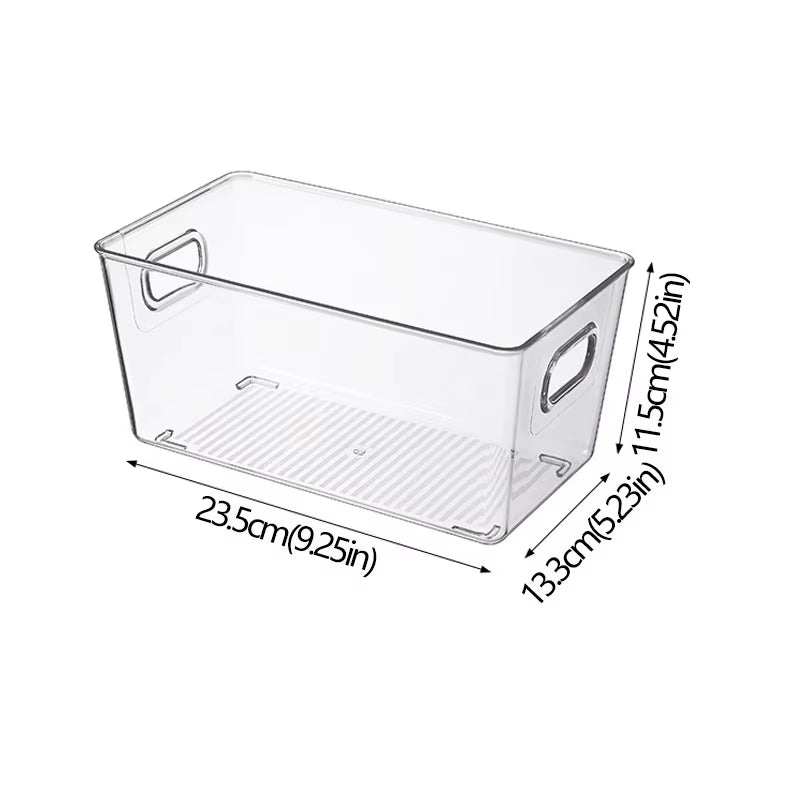 Refrigerator Organizer Bins Stackable Fridge Food Storage Box with Handle Clear Plastic Pantry Freezer Organizer Tool