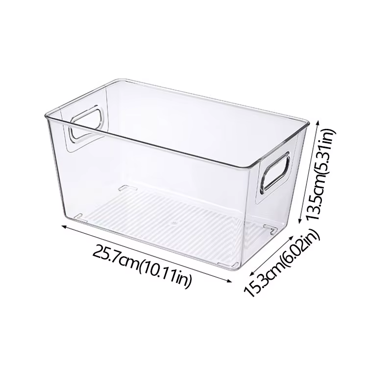 Refrigerator Organizer Bins Stackable Fridge Food Storage Box with Handle Clear Plastic Pantry Freezer Organizer Tool