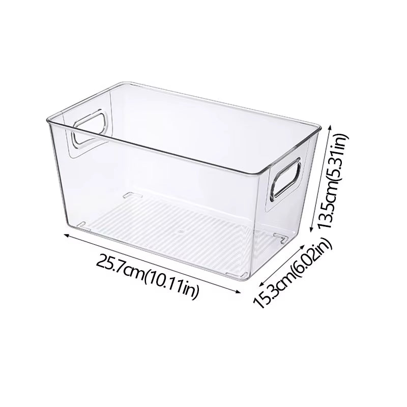 Refrigerator Organizer Bins Stackable Fridge Food Storage Box with Handle Clear Plastic Pantry Freezer Organizer Tool