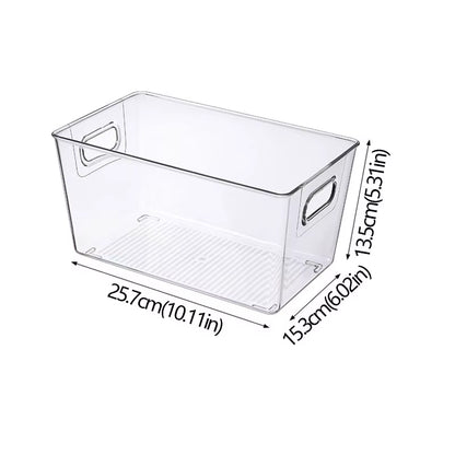 Refrigerator Organizer Bins Stackable Fridge Food Storage Box with Handle Clear Plastic Pantry Freezer Organizer Tool