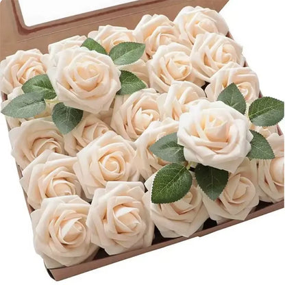 Rose Artificial Flowers 15/25/100Pcs Foam Fake Roses Wedding Bouquets Centerpieces Mothers Day Valentines Gifts Party Decoration