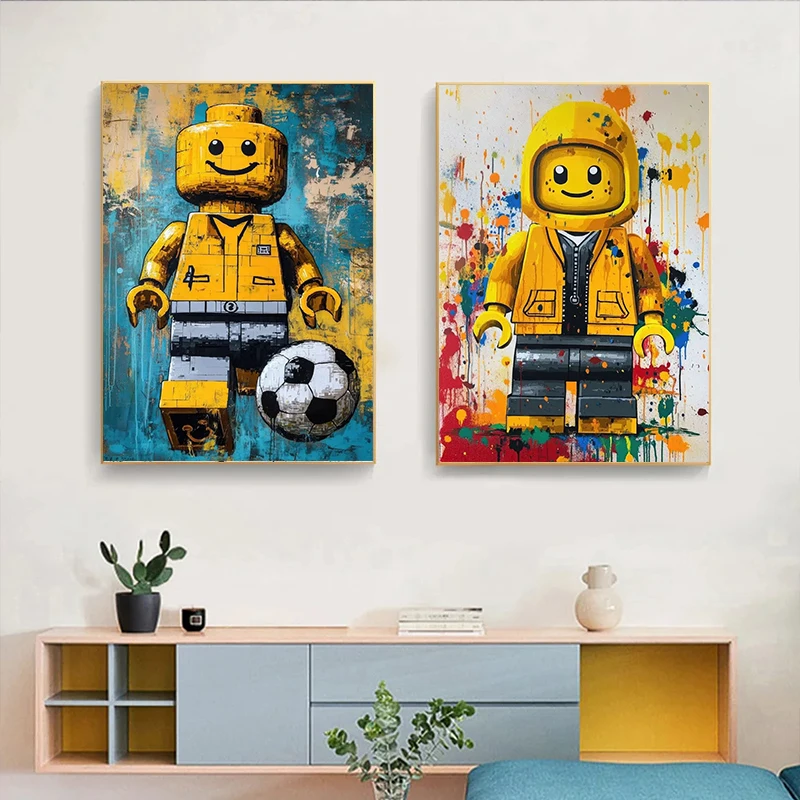 Cartoon Abstract Fun Various Occupations L-Legos Posters Canvas Prints Wall Art Picture for Home Room Children'S Room Decoration