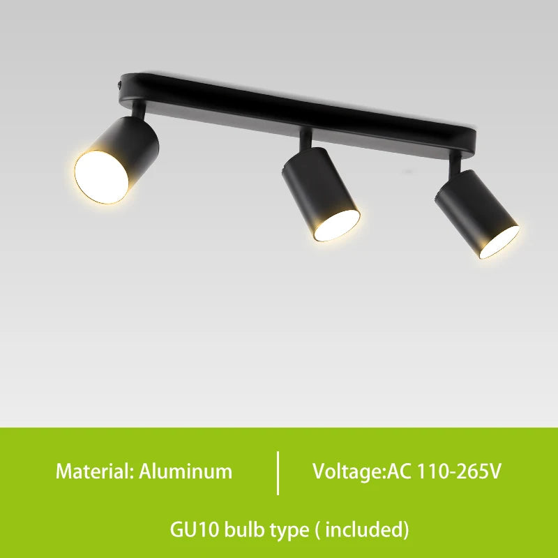 GU10 LED Track Light Spotlight 110-220V Suit Ceiling Lamp GU10 3 Color COB Spot Lights for Kitchen Commercial Living Room Home