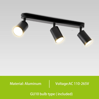 GU10 LED Track Light Spotlight 110-220V Suit Ceiling Lamp GU10 3 Color COB Spot Lights for Kitchen Commercial Living Room Home