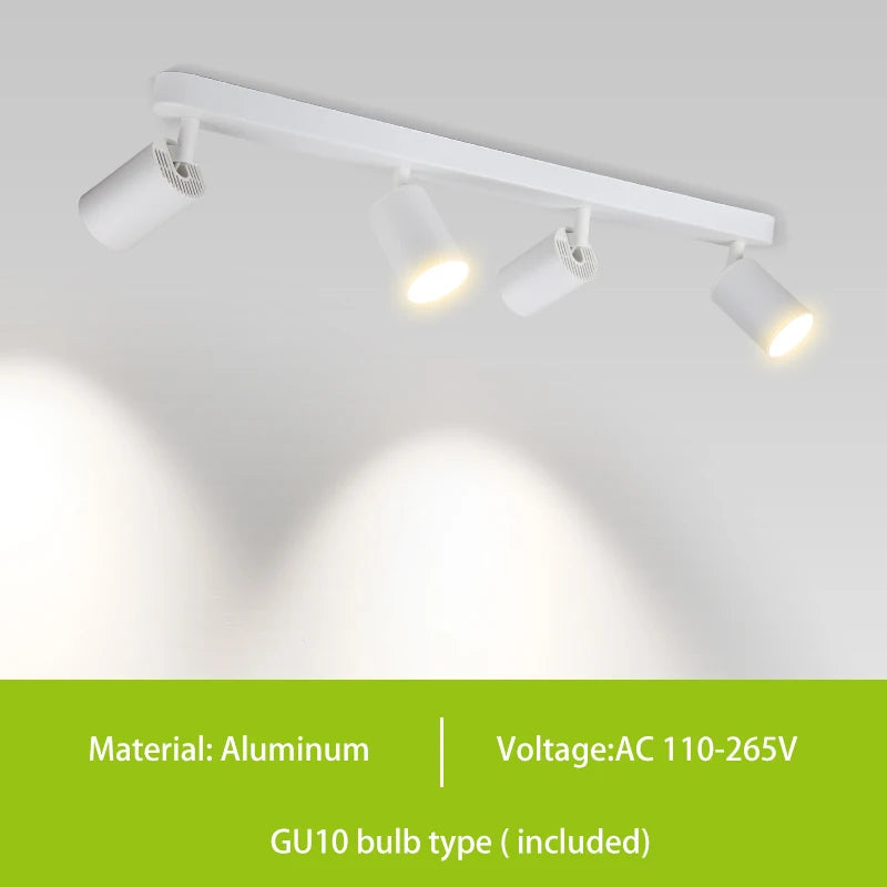GU10 LED Track Light Spotlight 110-220V Suit Ceiling Lamp GU10 3 Color COB Spot Lights for Kitchen Commercial Living Room Home