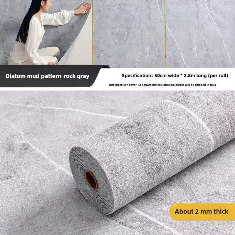 Linen 3D Foam Self-Adhesive PVC Solid Color Thickened Waterproof Background Wall Renovation Wallpaper Wall Stickers Home Decor