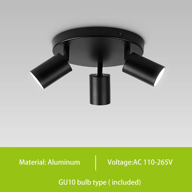 GU10 LED Track Light Spotlight 110-220V Suit Ceiling Lamp GU10 3 Color COB Spot Lights for Kitchen Commercial Living Room Home