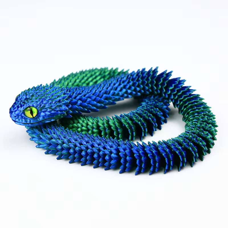 30/60/80Cm 3D Printed Luminous Snake Movable Joint Simulation Snake Action Figures Home Office Desktop Ornament Birthday Gifts