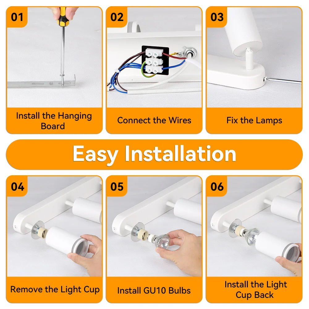 GU10 LED Track Light Spotlight 110-220V Suit Ceiling Lamp GU10 3 Color COB Spot Lights for Kitchen Commercial Living Room Home