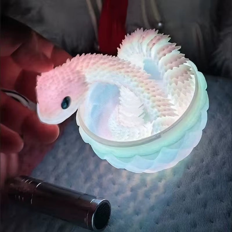 30/60/80Cm 3D Printed Luminous Snake Movable Joint Simulation Snake Action Figures Home Office Desktop Ornament Birthday Gifts