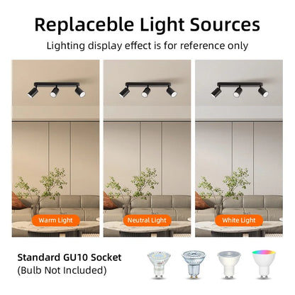 GU10 LED Track Light Spotlight 110-220V Suit Ceiling Lamp GU10 3 Color COB Spot Lights for Kitchen Commercial Living Room Home