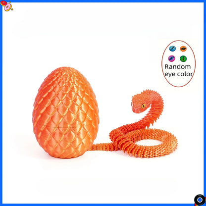 3D Printed Snake Egg with Flexible Inner Hinge Animal Toy, Movable Joint Surprise Egg Desktop Home Decoration
