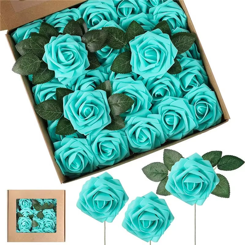 Rose Artificial Flowers 15/25/100Pcs Foam Fake Roses Wedding Bouquets Centerpieces Mothers Day Valentines Gifts Party Decoration
