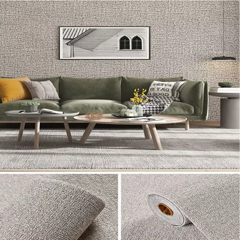 Linen 3D Foam Self-Adhesive PVC Solid Color Thickened Waterproof Background Wall Renovation Wallpaper Wall Stickers Home Decor