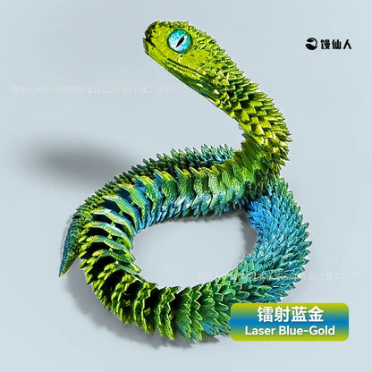 30/60/80Cm 3D Printed Luminous Snake Movable Joint Simulation Snake Action Figures Home Office Desktop Ornament Birthday Gifts