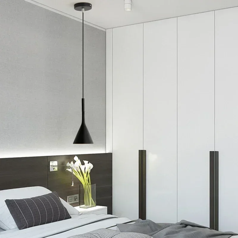 Modern LED Pendant Light in Black and White E27 Bedroom Table Dining Room Hanging Light Lampshade Home Cabinet Suitable For