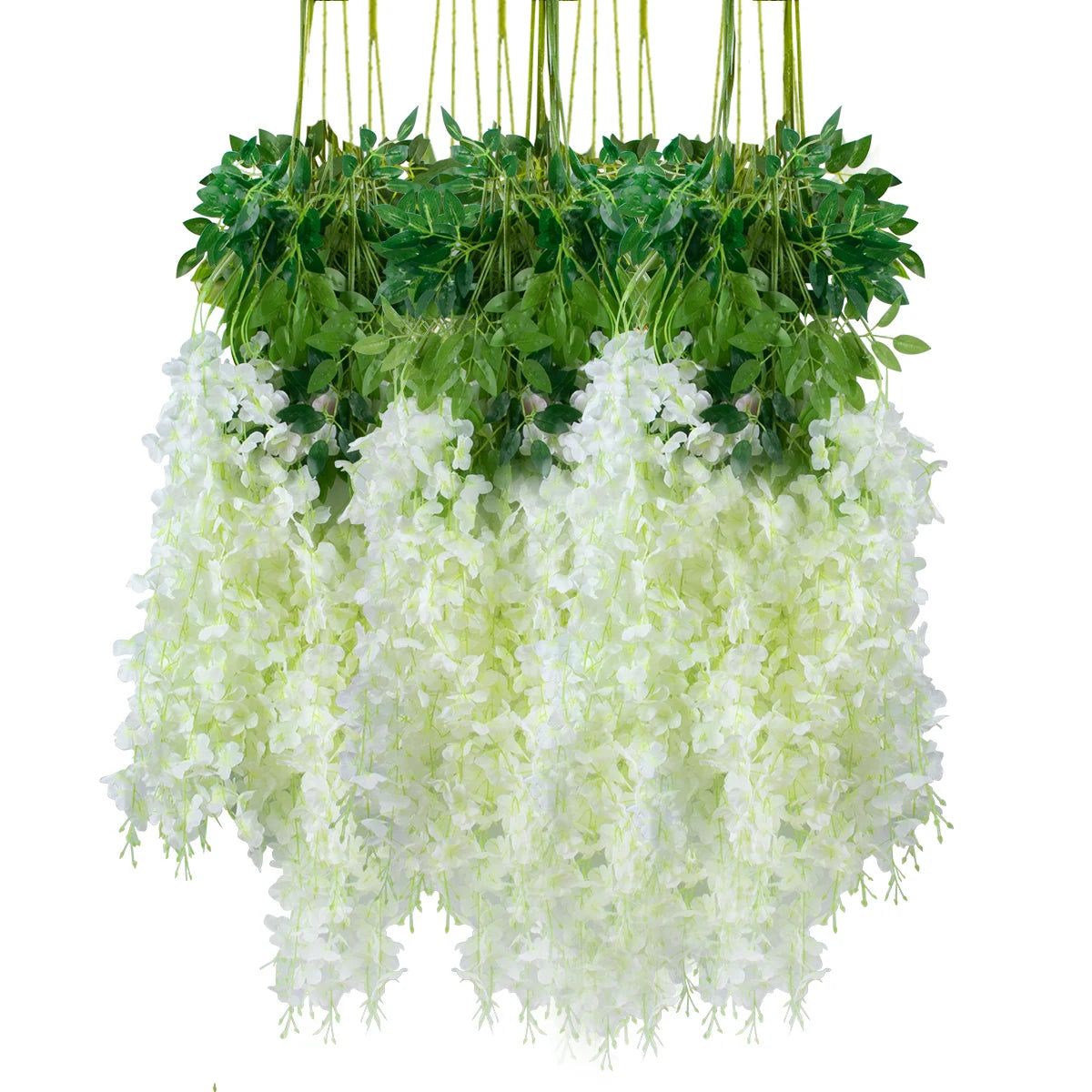 12Pcs Artificial Flowers Silk Wisteria Vine Fake Silk Hanging Flower for Wedding Party Garden Outdoor Greenery Home Wall Decor