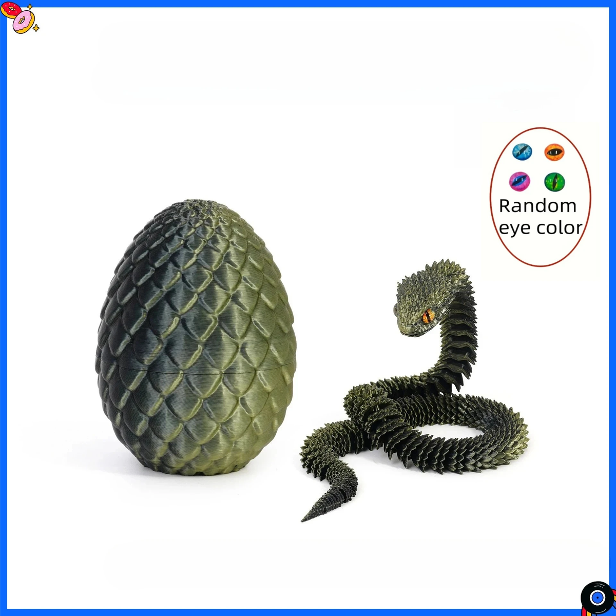 3D Printed Snake Egg with Flexible Inner Hinge Animal Toy, Movable Joint Surprise Egg Desktop Home Decoration